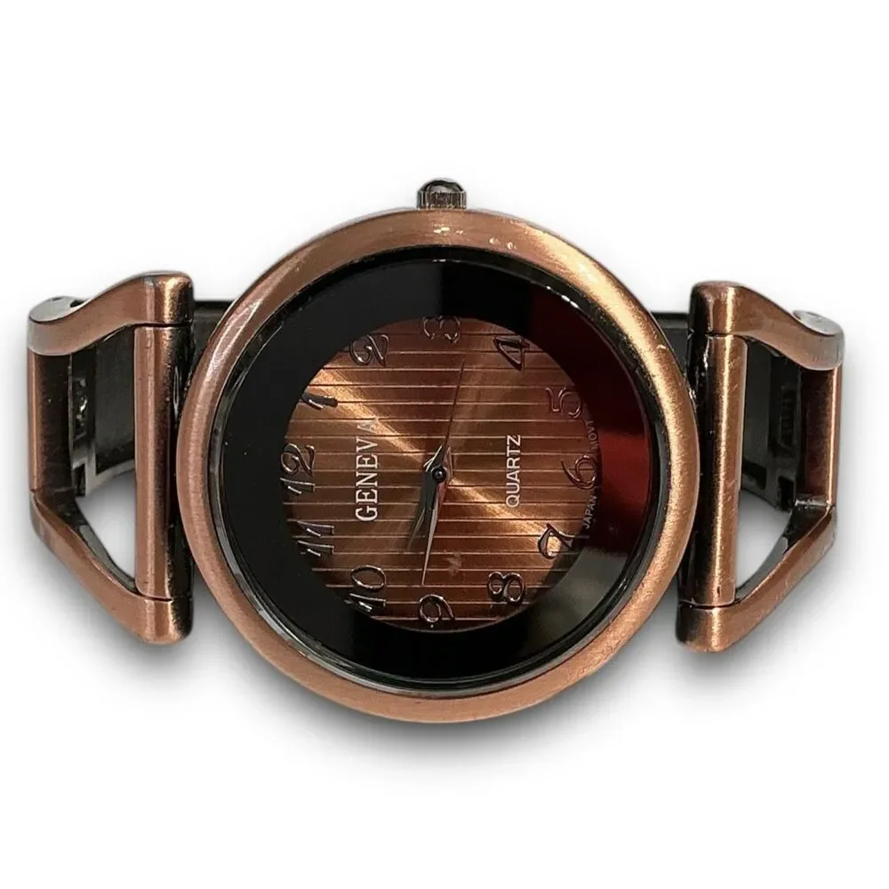Geneva Y2K Vintage Bronze Bangle Cuff Style Fashion Wrist Watch